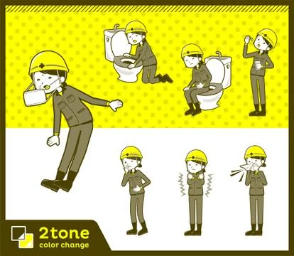 2tone type helmet construction worker woman set 09 Illustrazione stock