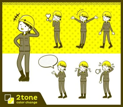 2tone type helmet construction worker woman set 03 Ilustración de archivo