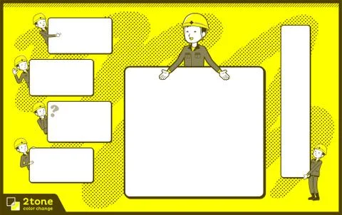 2tone type helmet construction worker men set 14 Stock Illustration