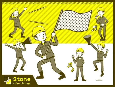 2tone type helmet construction worker men set 07 Stock Illustration