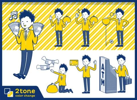 2tone type school boy Brown Blazer set 11 Stock-Illustration