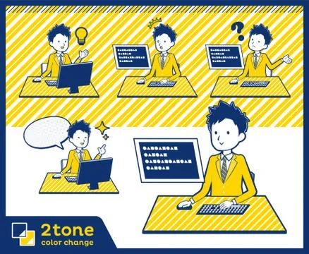 2tone type school boy Brown Blazer set 04 스톡 일러스트