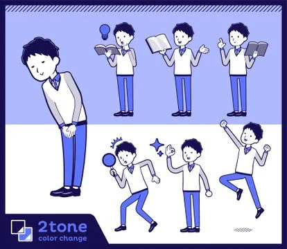 2tone type Store staff Blue uniform men set Stock-Illustration