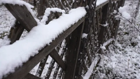 2.Winter snow on fence Stock Footage 101347084