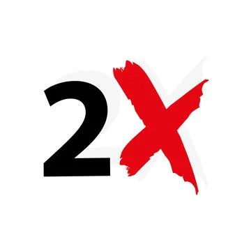 2x logo icon. X2 text letter, double faster logotype symbol. Stock Illustration