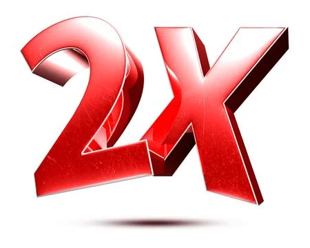 2x red isolated on white background illustration 3D rendering with clipping p Stock Illustration