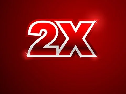 2x sign in red background Stock Illustration