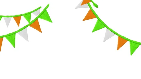 3 in 1 Garlands with Irish flags. St. Patrick's day. Alpha matte. 4K Video stock 72693507