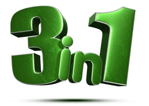 3 in 1 green 3d rendering on white background.(with Clipping Path). Stock Illustration