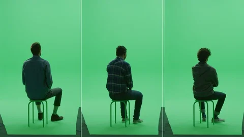 3-in-1 Green Screen Collage: Three Handsome Men of Diverse Background, Ethnicity Stock Footage 129409060