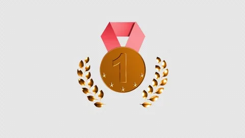 3-in-1 Pack 4K Alpha Isolated Spinning Reveal Laurel Wreath Medals 1-3 Stock Footage 337933874