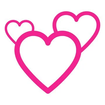 3 in 1 Pink Hearts Vector Icon Stock Illustration