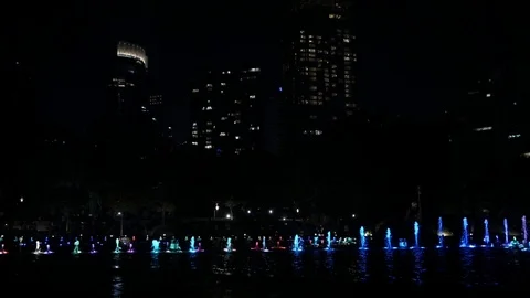3 in 1 video. Evening view at colorful fountain 動画素材 86879935