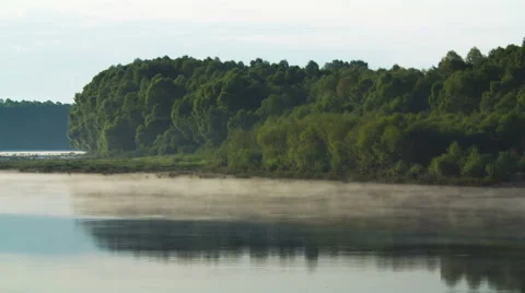 3 in 1 video! Water surface with fog, steam, whirlpool in tropical forest Stock-Footage 52377109