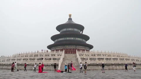 3-7 Temple of Heaven 14 The Hall of Prayer for Good Harvest wedding photo S Stock Footage 40464704