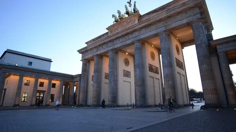3 angle montage of the Brandenburg Gate at dusk, Berlin, Germany Stock Footage 83194935