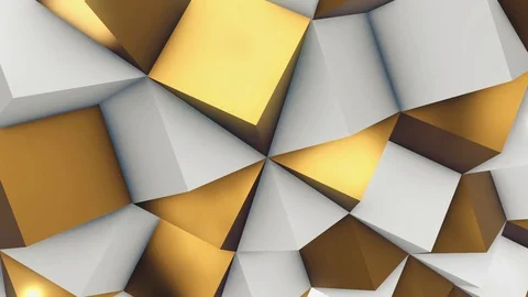 3-angles white and gold pattern rotates 2 Stock Footage 88703130