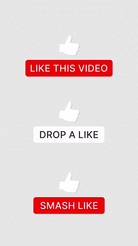 3 Animated Like Buttons Bundle - Transparent Alpha Channel - 4K Vertical Stock Footage 327036303