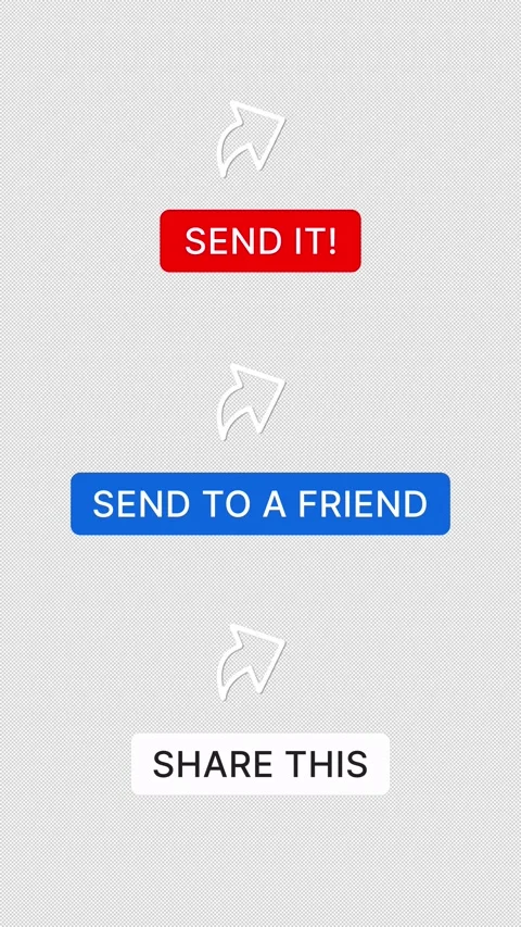 3 Animated Share Buttons Bundle - Transparent Alpha Channel - 4K Vertical Stock Footage 327141821