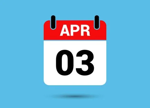 3 April Calendar Date Flat Icon Day 3 Vector Illustration Stock Illustration