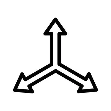 3 arrow way linear logo mark in black and white Illustrazione stock