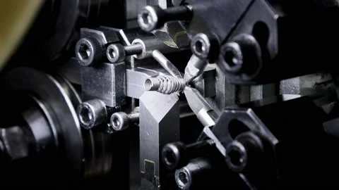 3-AXIS CNC MULTIFORMER MACHINE FOR FORMING SPRINGS. Stock Footage 155139780