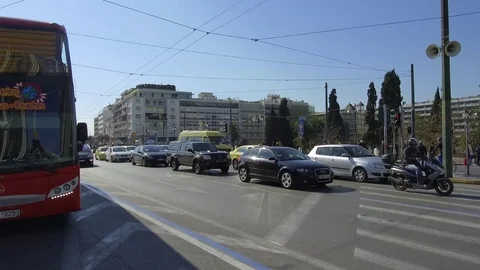 3 Axis Gimbal Shot Walking In Athens Stock Footage 86104251