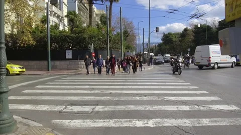 3 Axis Gimbal Shot Walking In Athens Stock Footage 86104475