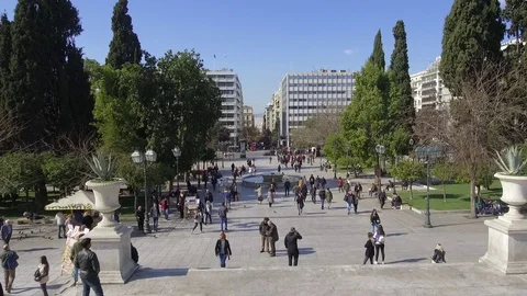3 Axis Gimbal Shot Walking In Athens Stock Footage 86104492