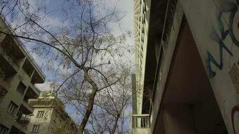 3 Axis Gimbal Shot Walking In Athens Stock Footage 86339278