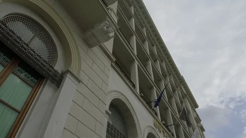 3 Axis Gimbal Shot Walking In Athens Stock Footage 86340150