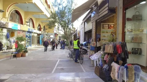 3 Axis Gimbal Shot Walking In Athens Stock Footage 86348508