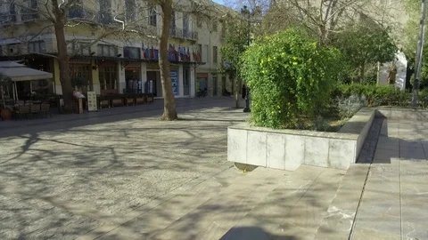 3 Axis Gimbal Shot Walking In Athens Stock Footage 86348715