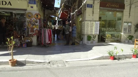 3 Axis Gimbal Shot Walking In Athens Stock Footage 86349891