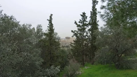 3 Axis Gimbal Shot Walking In Athens Stock Footage 86351839