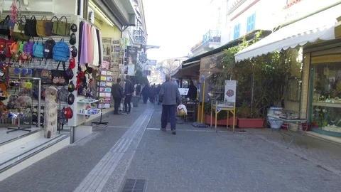 3 Axis Gimbal Shot Walking In Athens Stock Footage 86353471