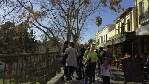 3 Axis Gimbal Shot Walking In Athens Stock Footage 86353515