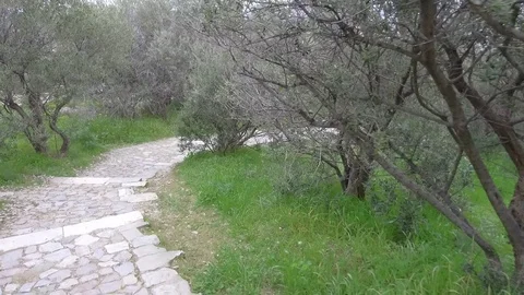 3 Axis Gimbal Shot Walking In Athens Stock Footage 86355382