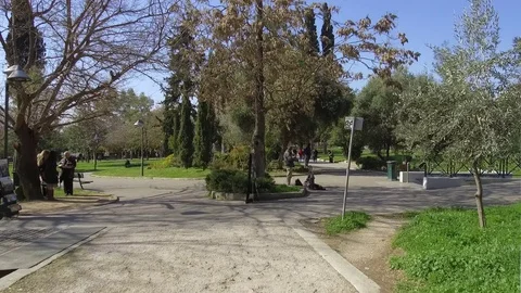 3 Axis Gimbal Shot Walking In Athens Stock Footage 86356147