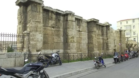 3 Axis Gimbal Shot Walking In Athens Stock Footage 86356391