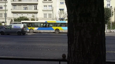 3 Axis Gimbal Shot Walking In Athens Stock Footage 86356759