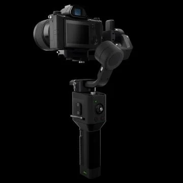 3-axis gimbal stabilization system with nonexistent mirrorless camera isolate Illustrazione stock