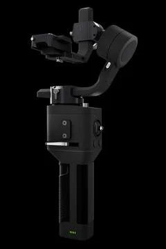 3-axis gimbal stabilization system for mirrorless camera isolated on black Stock Illustration