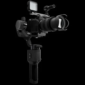 3-axis gimbal stabilization system with nonexistent mirrorless camera isolate Stock Illustration