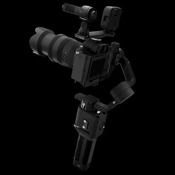 3-axis gimbal stabilization system with nonexistent mirrorless camera isolate Stock Illustration