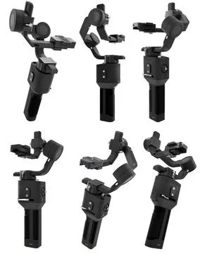 3-axis gimbal stabilization system for mirrorless camera isolated on white Stock Illustration