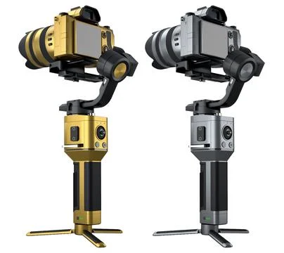 3-axis gimbal stabilization system with nonexistent mirrorless camera on whit Stock Illustration