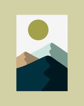 3 beautiful mountains illustrations for t-shirt design, cup design, wallpaper Stock Illustration