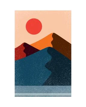 3 beautiful mountains illustrations for t-shirt design, cup design, wallpaper Stock Illustration