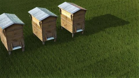 3 beehive-box Stock Illustration